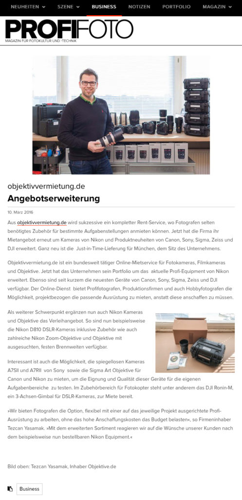 Redaktionelle Berichterstattung über objektivvermietung.de